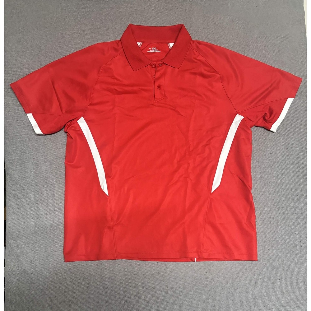Under Armour Mens Large HeatGear Polo Shirt Red White Performance Athletic Golf